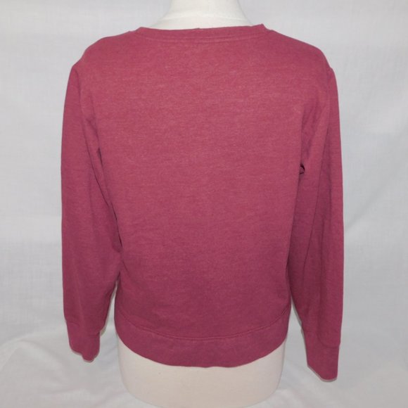 Eddie Bauer Womens M Wine Burgundy Crop Crewneck Spellout Sweatshirt - Picture 7 of 10